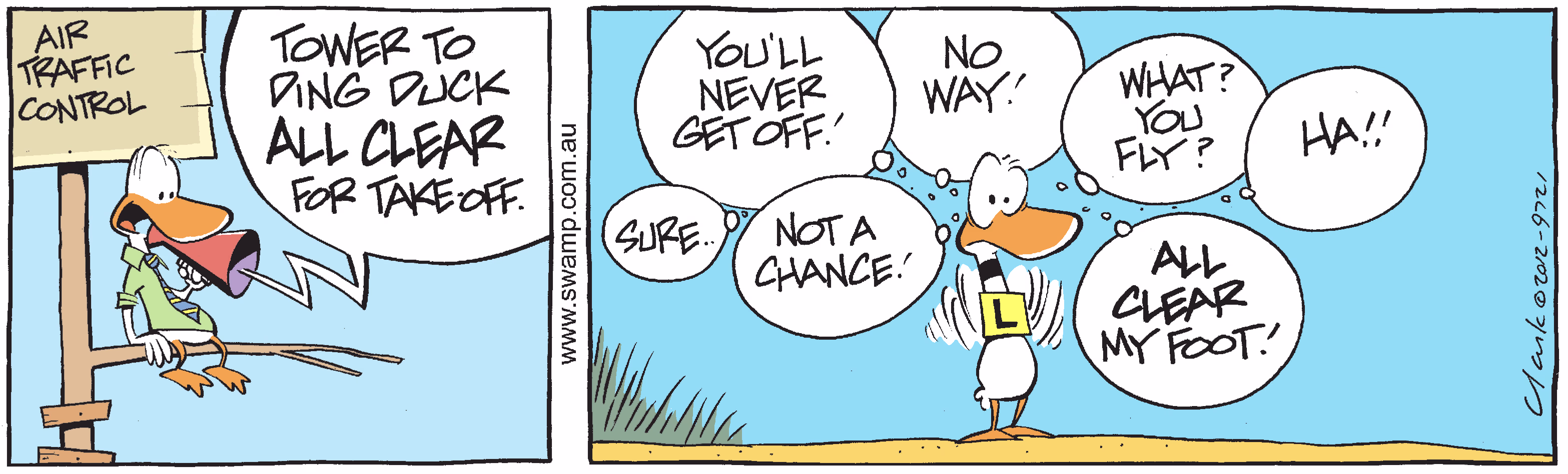 All Clear for Take-off Colour Cartoon